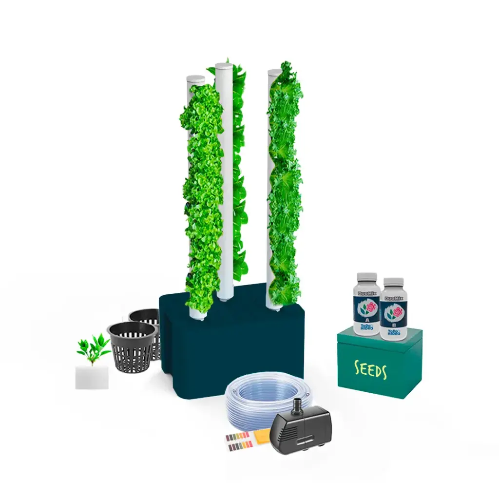 Hydroponic Kit N14 Tower System for 24 Plants, Complete Indoor Garden with Nutrients, Seeds & Accessories