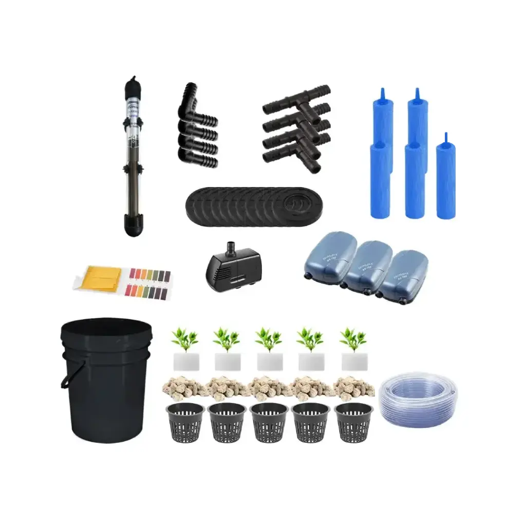 Grow Pot RDWC 2GAL Kit 6-Bucket Hydroponic System with Air Pumps, Net Pots & Water Reservoir (copy)